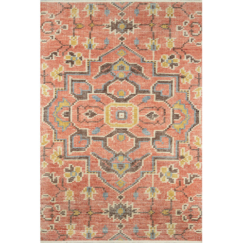 Reese Oriental HandKnotted Cotton Red/Dark Brown/Gold Area Rug Joss